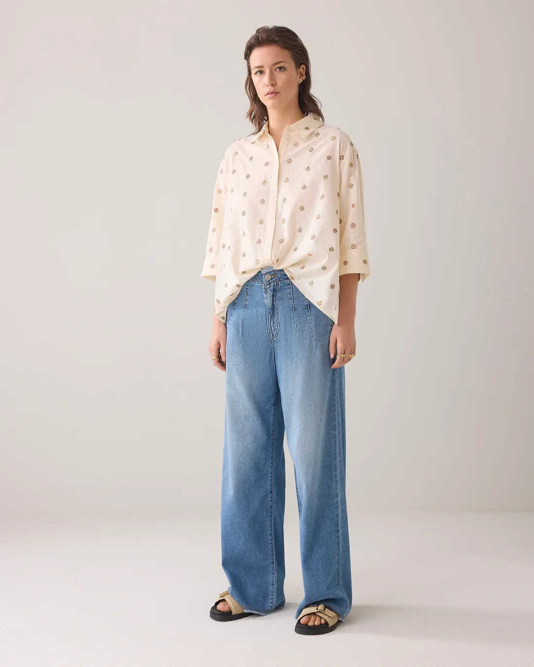 Summum Woman Blouse Scattered Emboidery/ 2s3054-11624 Ivory
