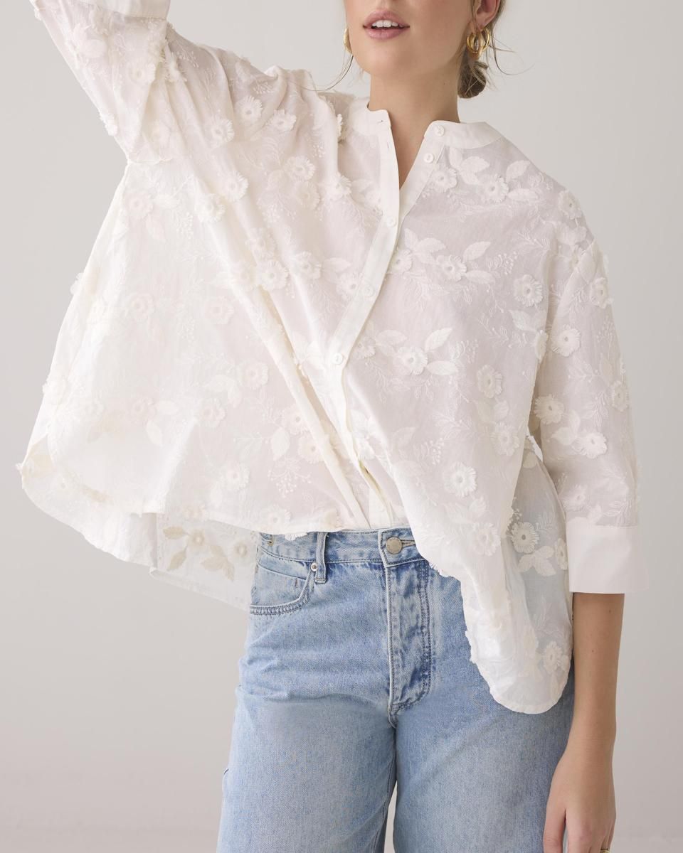 Summum Woman Blouse Embroidered Cotton/ 2s3054-12183 Ivory