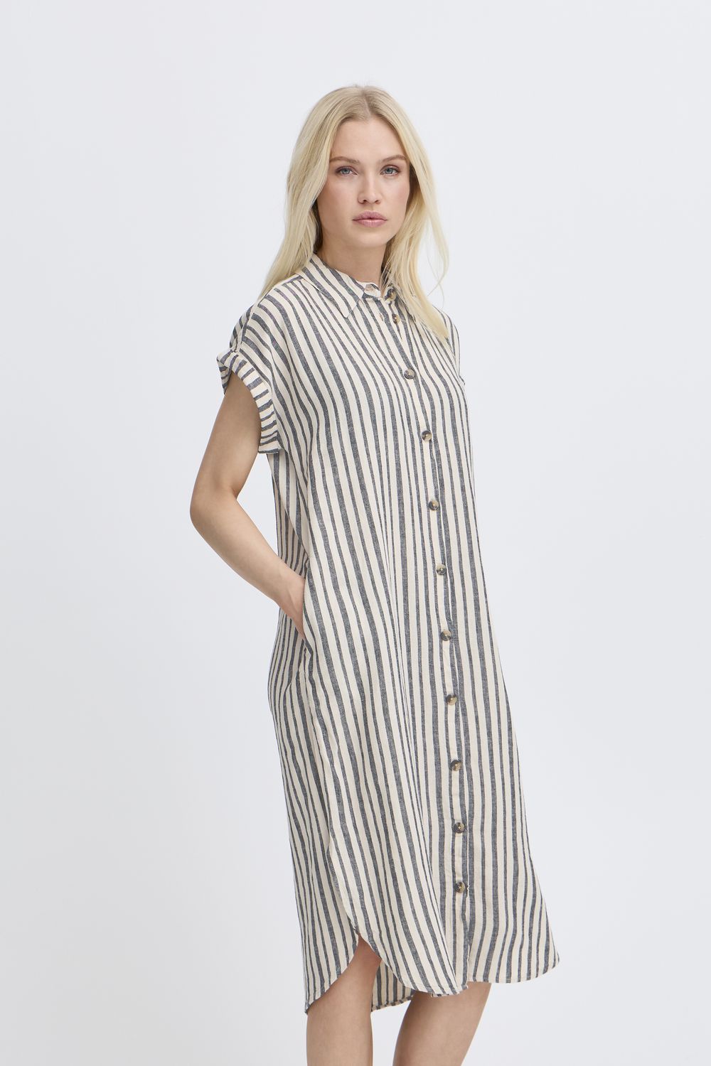 B.Young Dress Linenmix Stripe/ 20814553 Rainy Day Stripe Mix