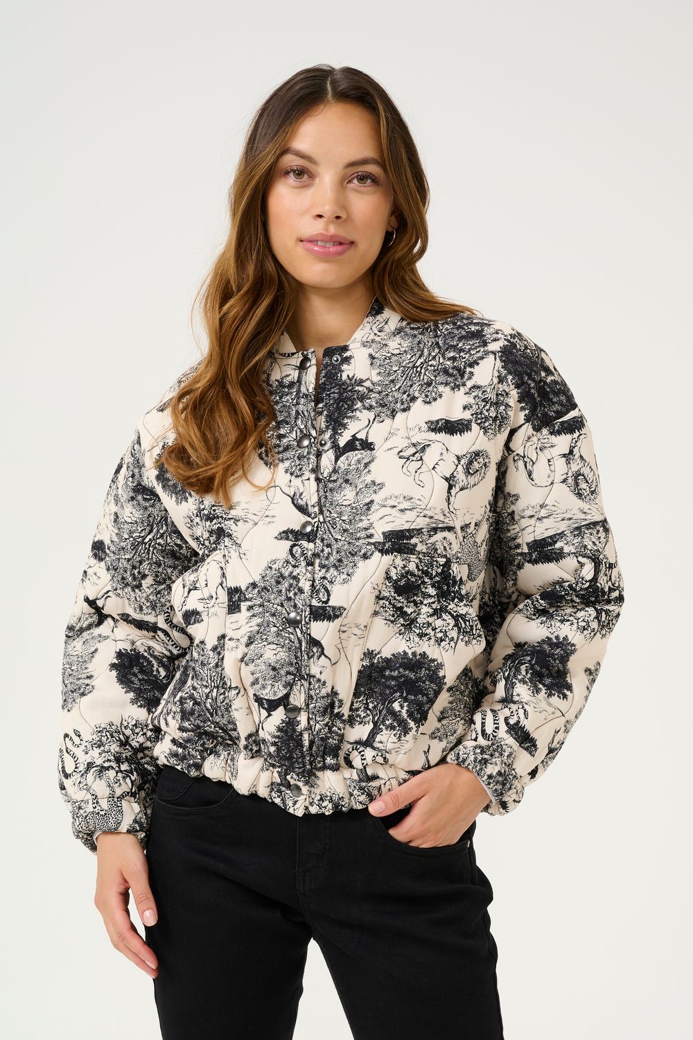 Cream Jacket Quilt Jungle /10613139 Black Toile De Jouy
