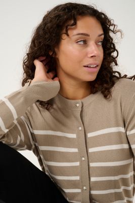 Culture Cardigan Viscosemix/ 50111273 Timberwolf mel/White Stripe