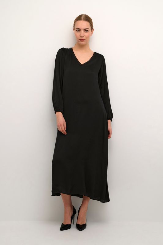 Cream Dress Maxi Caftan Satinviscose / 10650793 Pitch Black