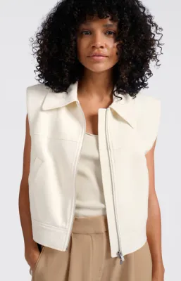YAYA Jacket Cropped Sleeveless with Zipper / 02-001048-504 SUMMER SAND MELANGE