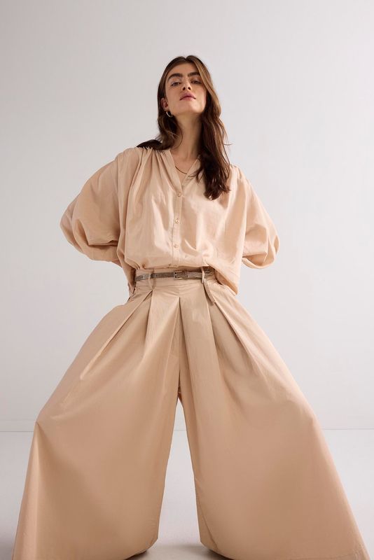 Summum Woman Pants Culotte Ultra Wide Leg/ 4s2827-12250 Sesame