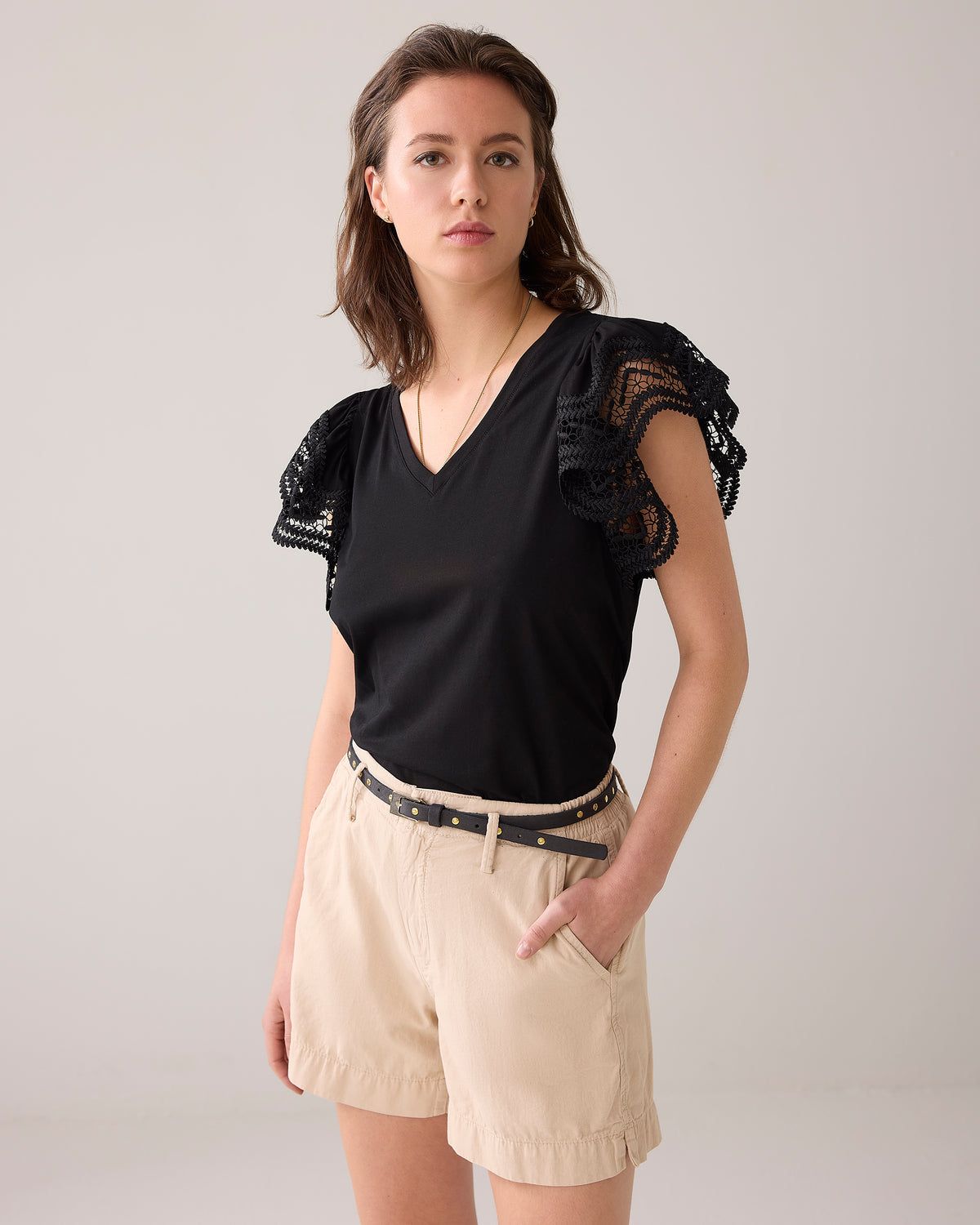 Summum Woman Top Lace Butterfly sleeve / 3s5025-30609 Black