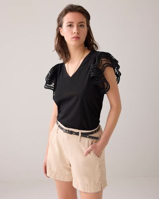 Summum Woman Top Lace Butterfly sleeve / 3s5025-30609 Black
