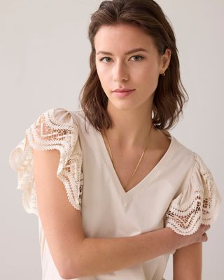 Summum Woman Top Lace Butterfly Slleve / 3s5025-30609 Ivory
