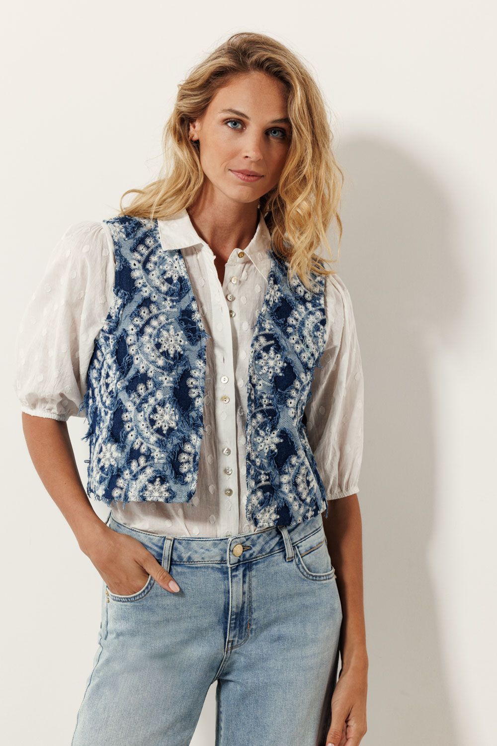 Tramontana Gilet Fancy Fabric/ Q11-16-801 Blue Denim