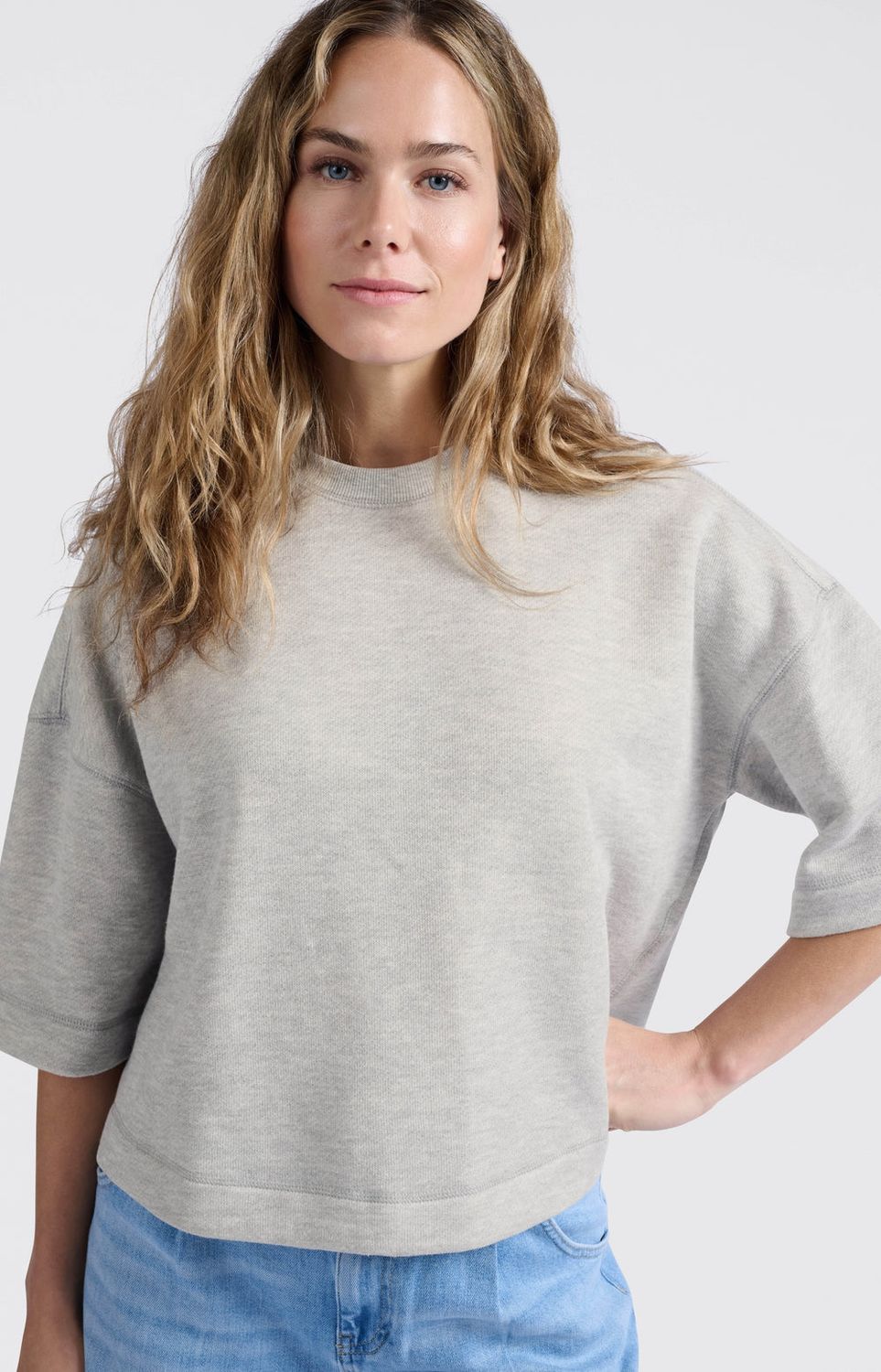 YAYA Sweater Short Sleeve/ 01-109087-504 SOFT GREY MELANGE