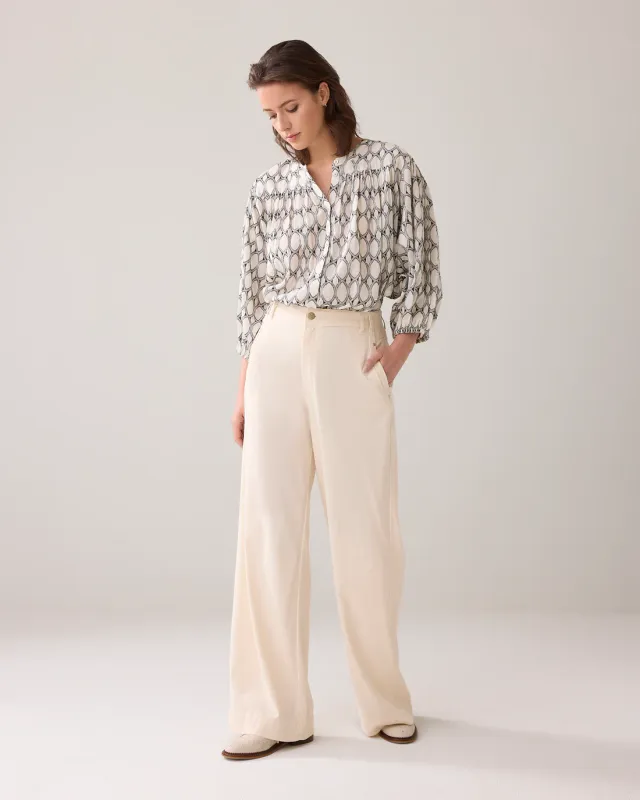 Summum Woman Pants Wide Leg Tencel /4s2814-12248 Ivory