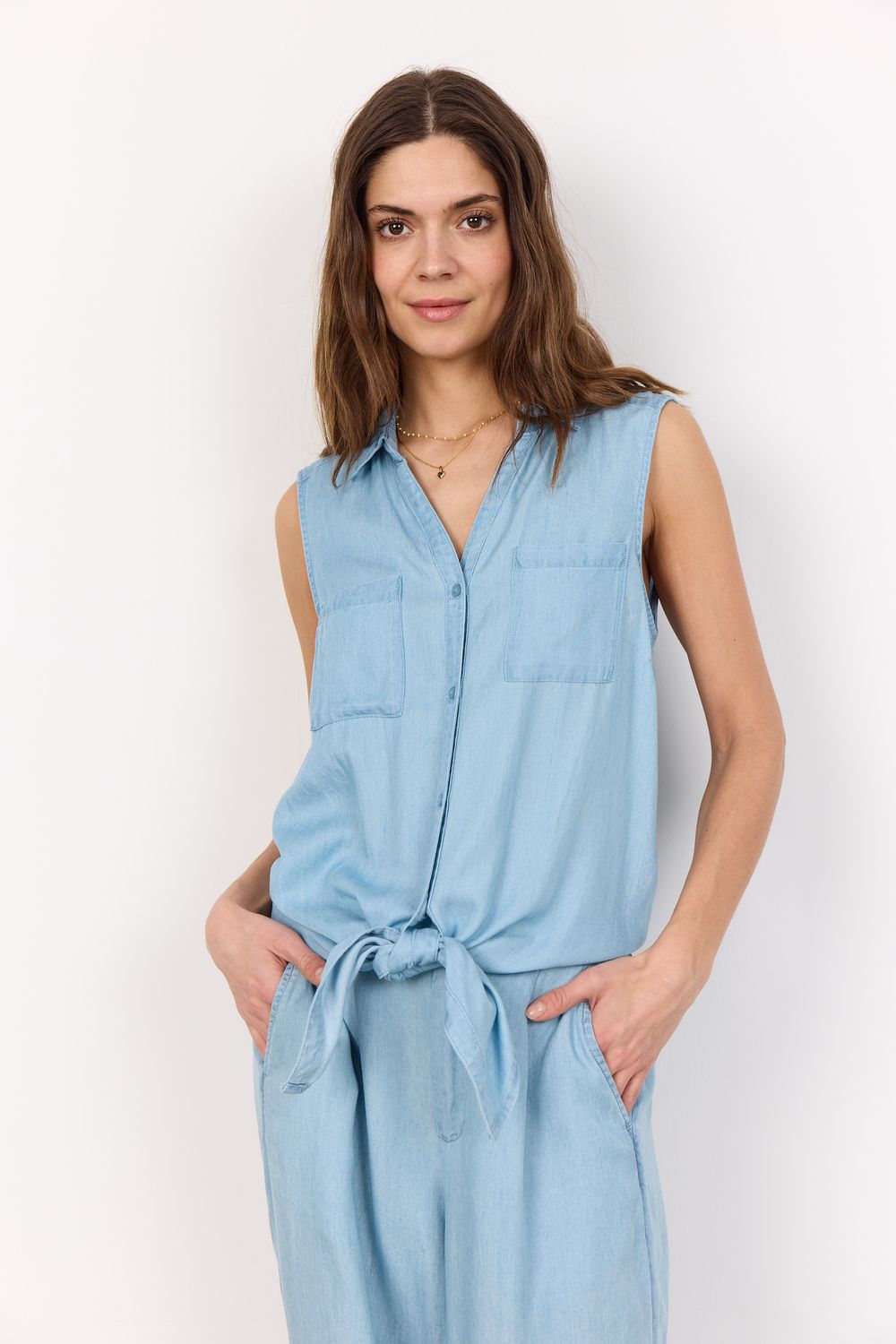 Soya Concept Blouse Knotted  / 41150 2070 LIGHT BLUE DENIM