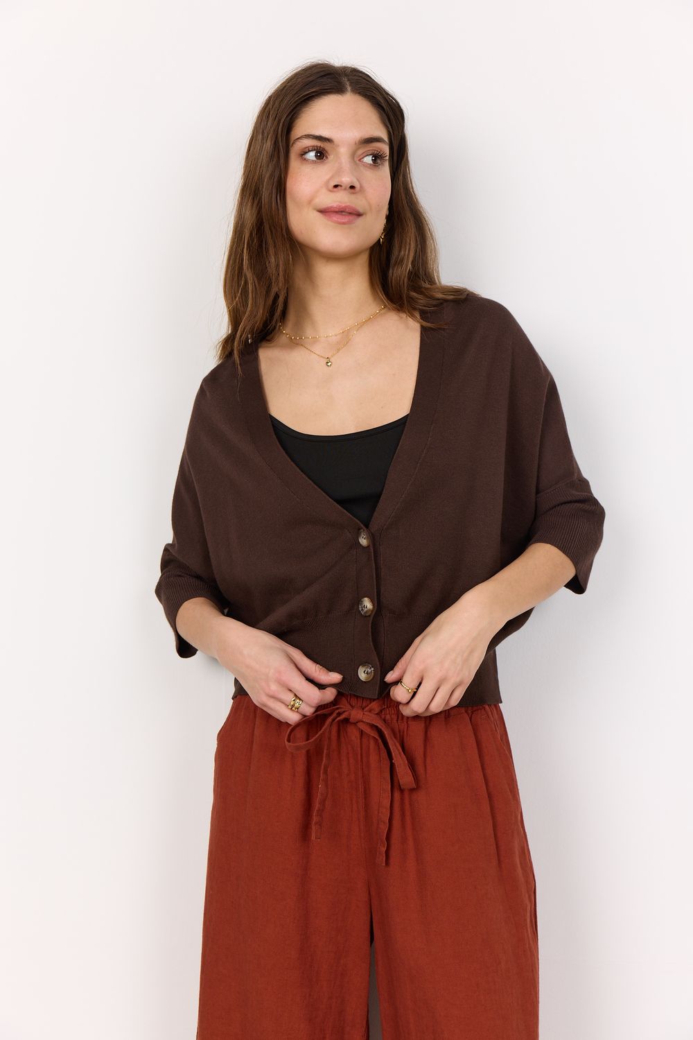 Soya Concept Cardigan Short Sleeve / 33280 8694 HOT FUDGE