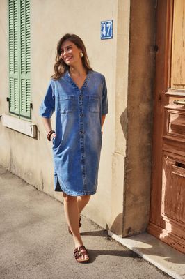G-Maxx Dress Denim Midi / 25ZFNG02 Denim Mid Blue