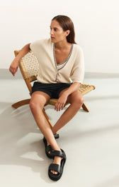 YAYA Cardigan Knitted Cotton Linen Mix / 01-010108-505 SUMMER SAND