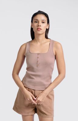 YAYA Top Rib Button/ 01-729036-505 SOFT MAUVE PINK