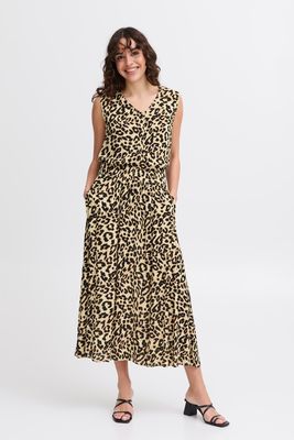 Fransa Top Viscose / 20615604 Brown leopard art