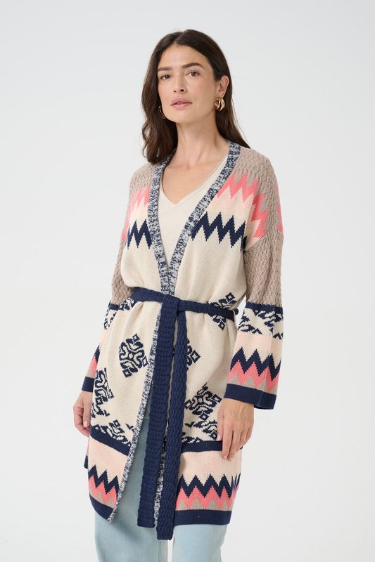 Cream Cardigan Cotton/ 10611725 Oatmeal Porcelain Jaquard