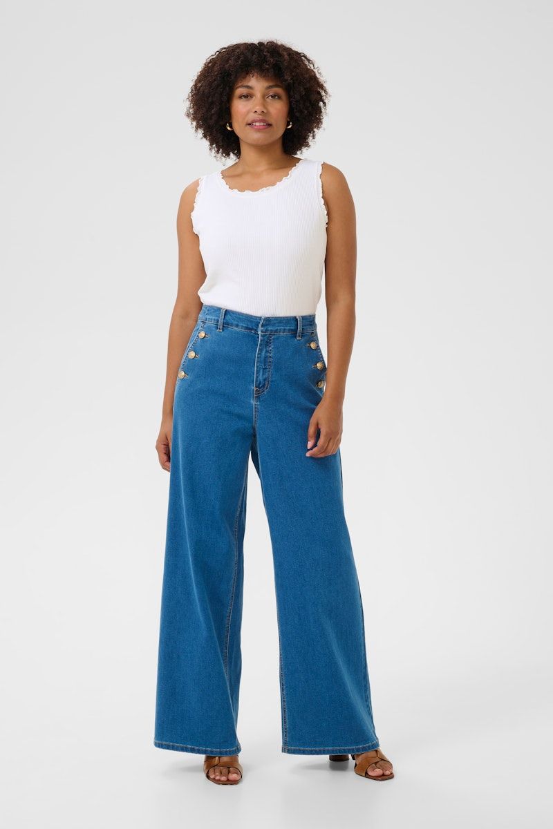 Cream Jeans Button / 10613364 Pearland Medium Blue Denim