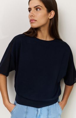 YAYA Sweater Semi Transparant / 01-000475-506 TOTAL ECLIPSE BLUE