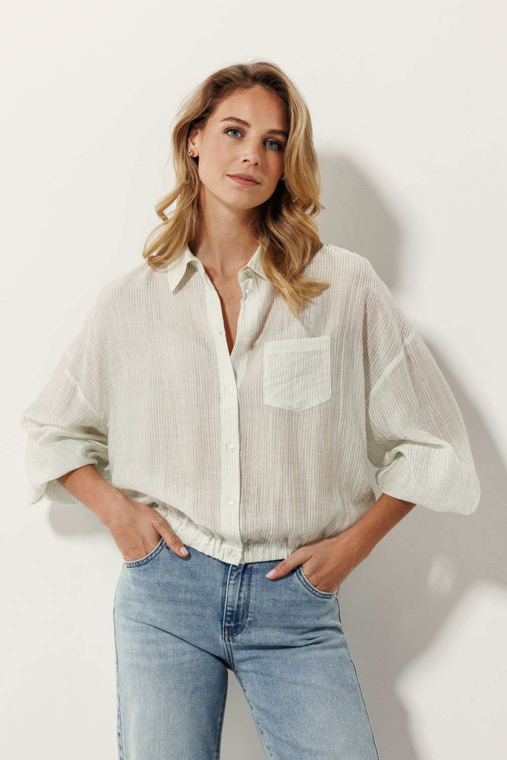 Tramontana Blouse Oversized Stripe/ C42-15-301 Off White
