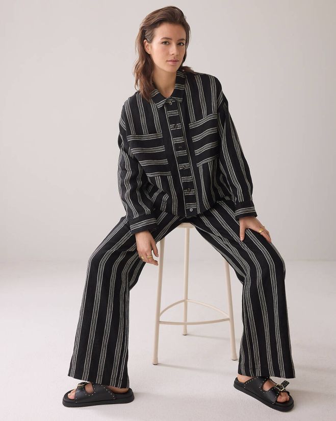 Summum Woman Pants Wide Leg Linen / 4s2750-12216 Black