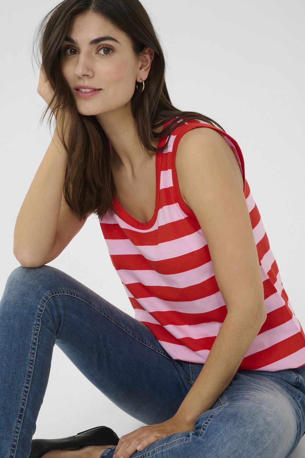 Culture DK Top Stripe / 50111661 Fiery Red/Lilac Sachet Stripe
