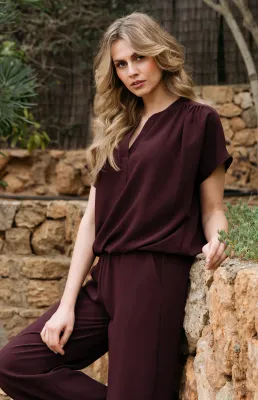 &amp;Co Woman Blousetop / BL371 PA-Aubergine
