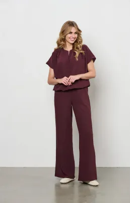 &amp;CO Woman Pants Wide Leg / PA366 PA-Aubergine