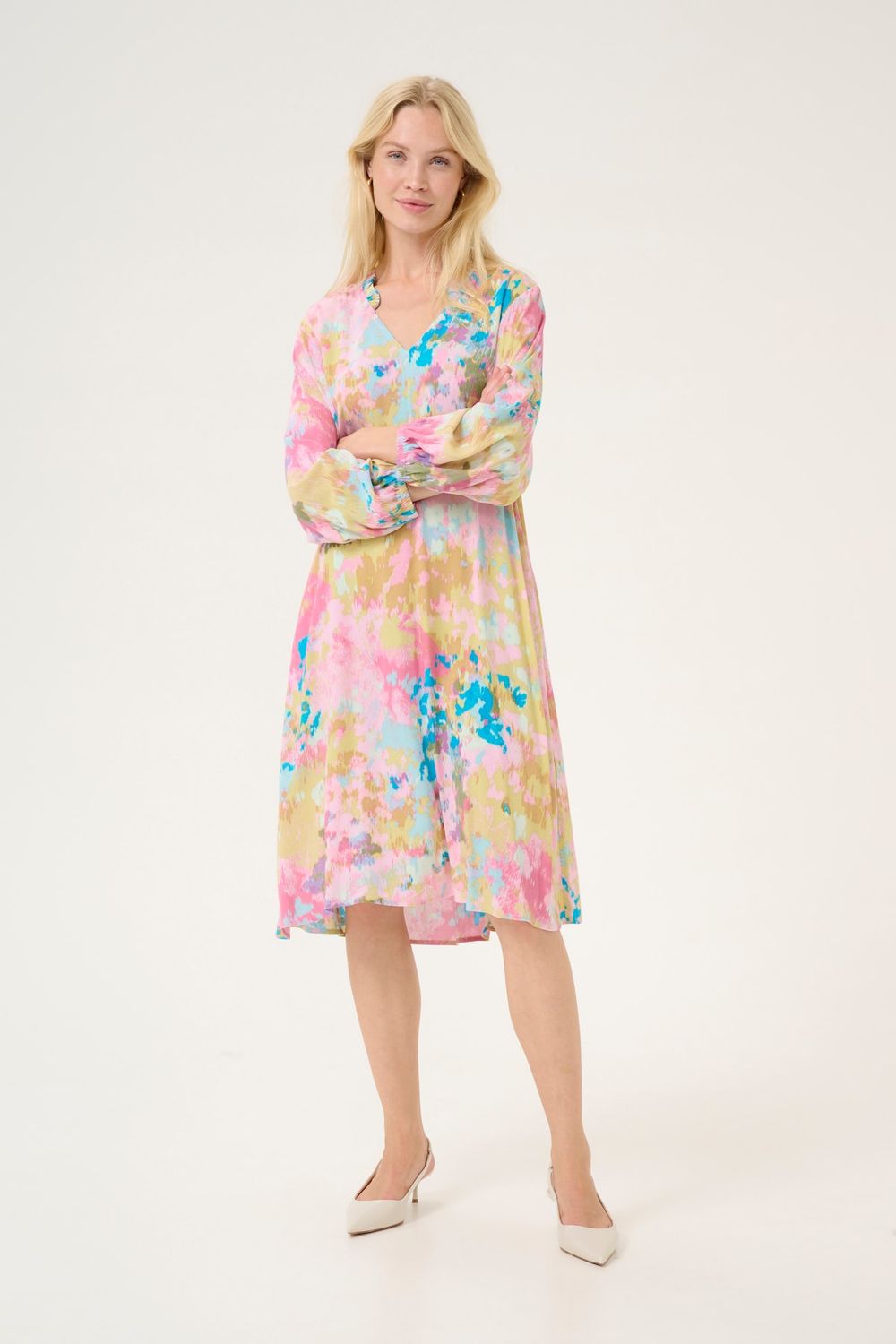 Culture DK Dress/ 50111575 Yellow/Pink Abstract