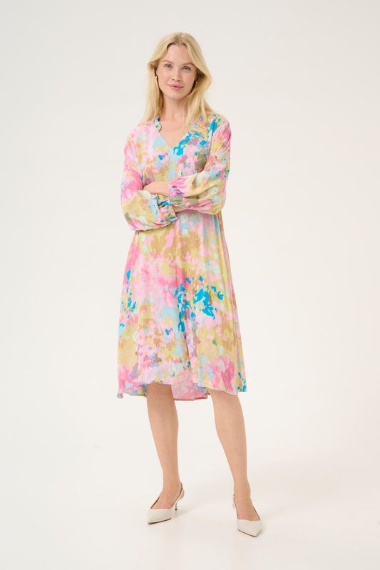 Culture DK Dress/ 50111575 Yellow/Pink Abstract