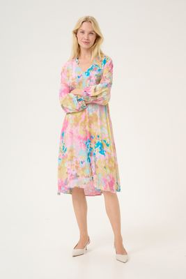 Culture DK Dress/ 50111575 Yellow/Pink Abstract