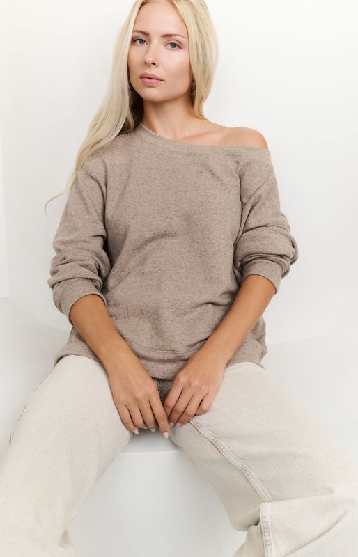 YAYA Sweater Boatneck / 01-109090-507 GREYISH BROWN MELANGE