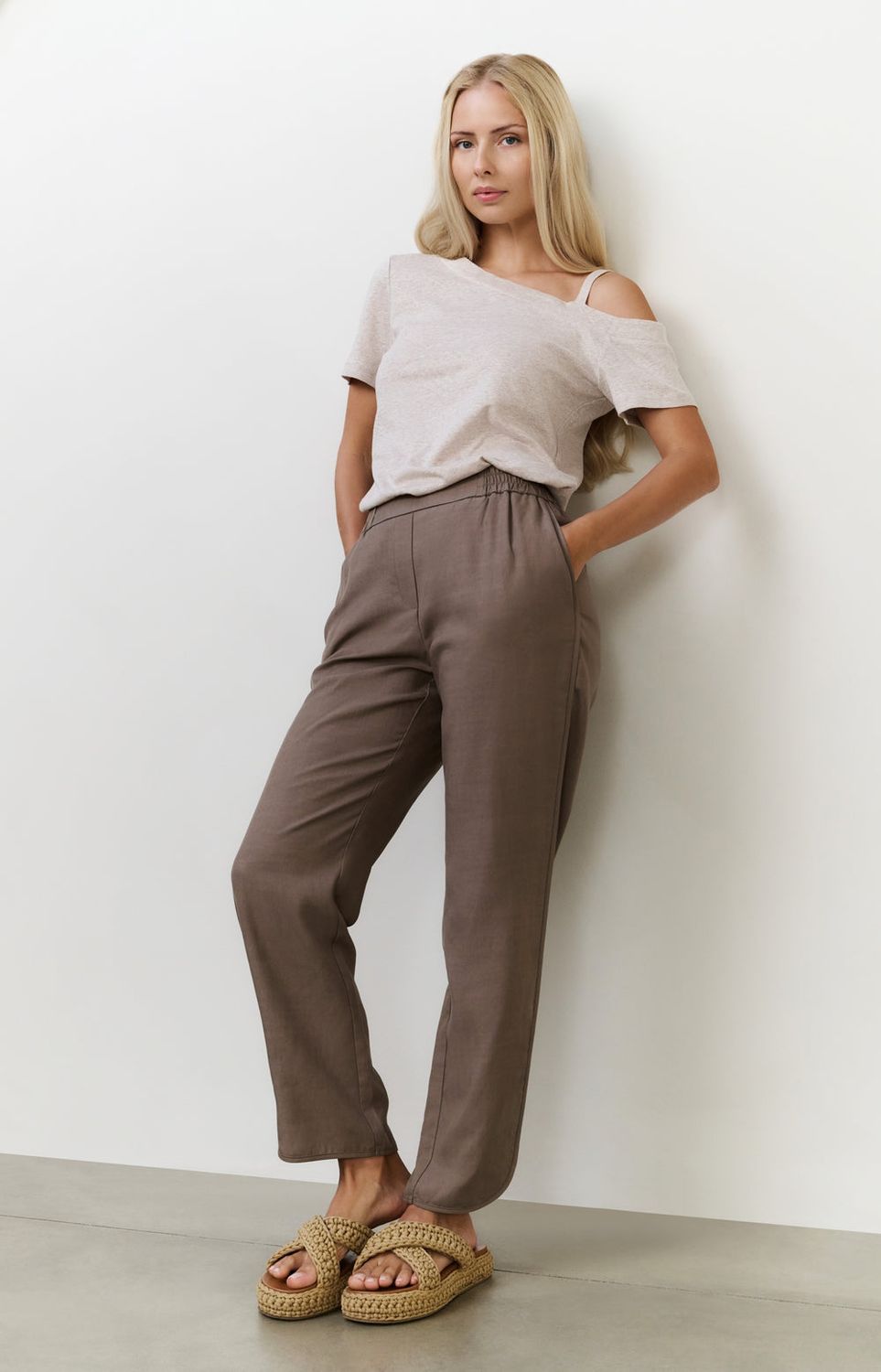 YAYA Pants Woven / 01-301205-507 GREYISH BROWN