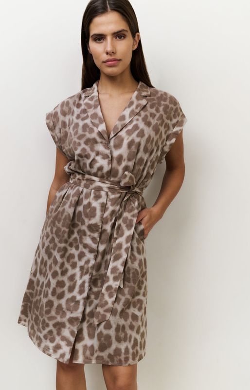 YAYA Dress Midi Cotton Leopard/ 01-601186-507 MILK BROWN DESSIN