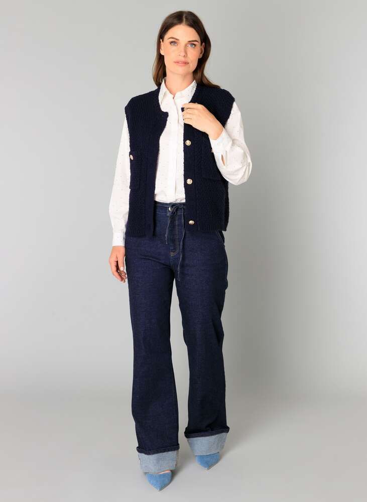 Yest Gilet Knitted Brenda Cotton / 0005738 Dark Navy
