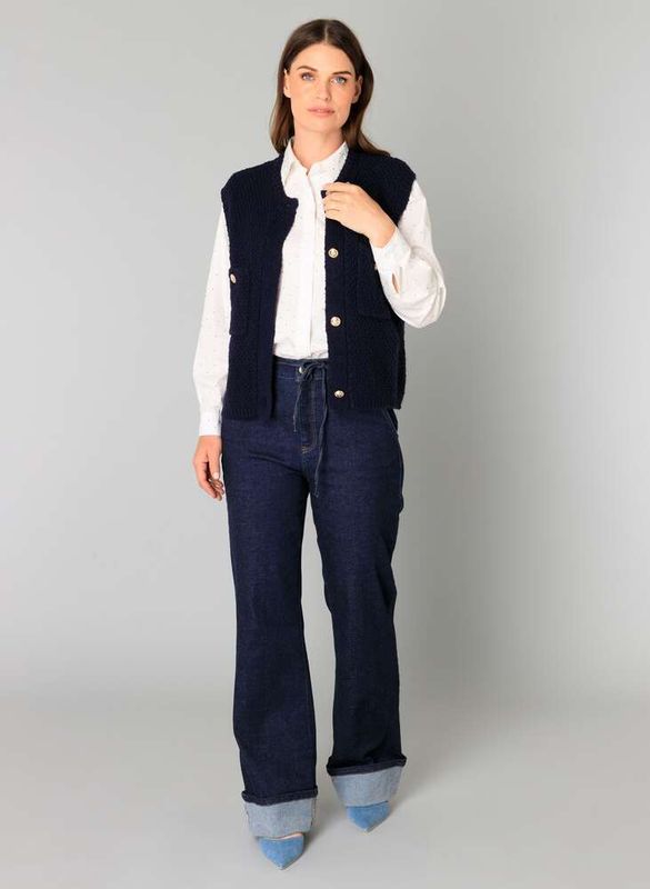 Yest Gilet Knitted Brenda Cotton / 0005738 Dark Navy
