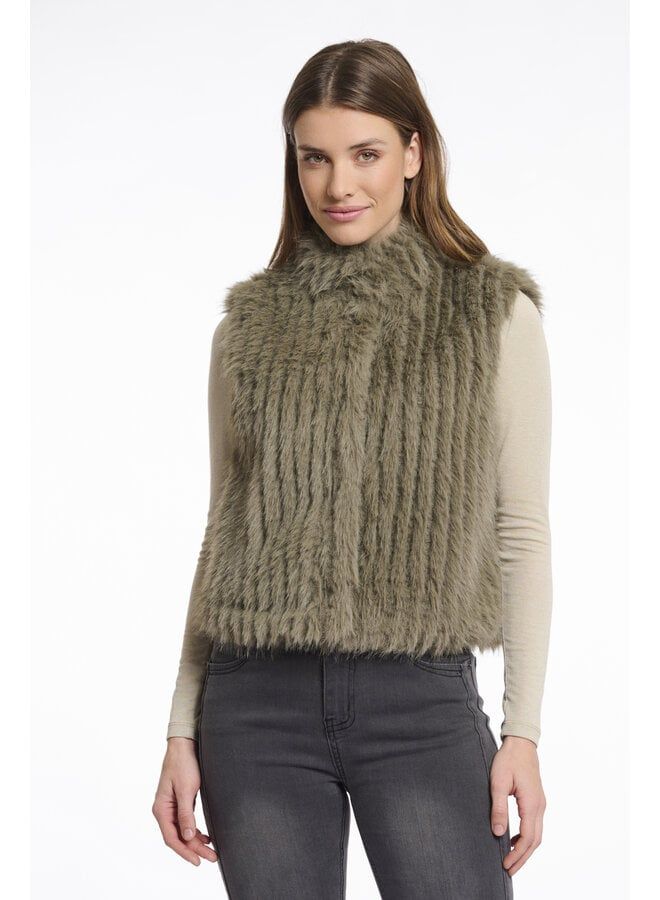 Rino &amp; Pelle Gilet Faux Furry / Dava.7002511 Green Ash