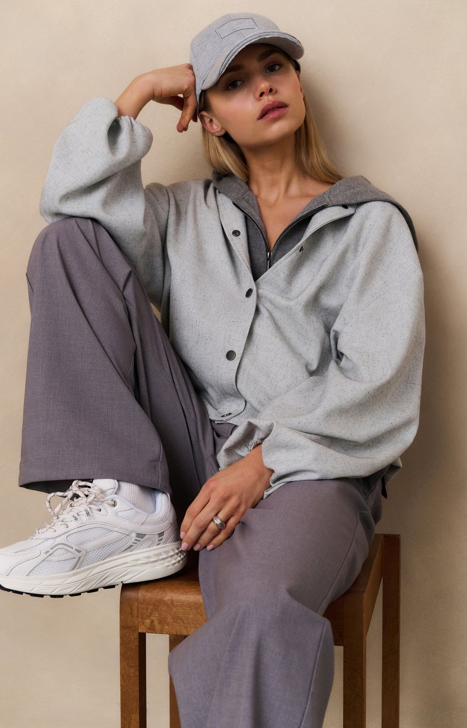YAYA Cap Jersey Viscosemix/ 03-319010-508 LIGHT GREY MELANGE