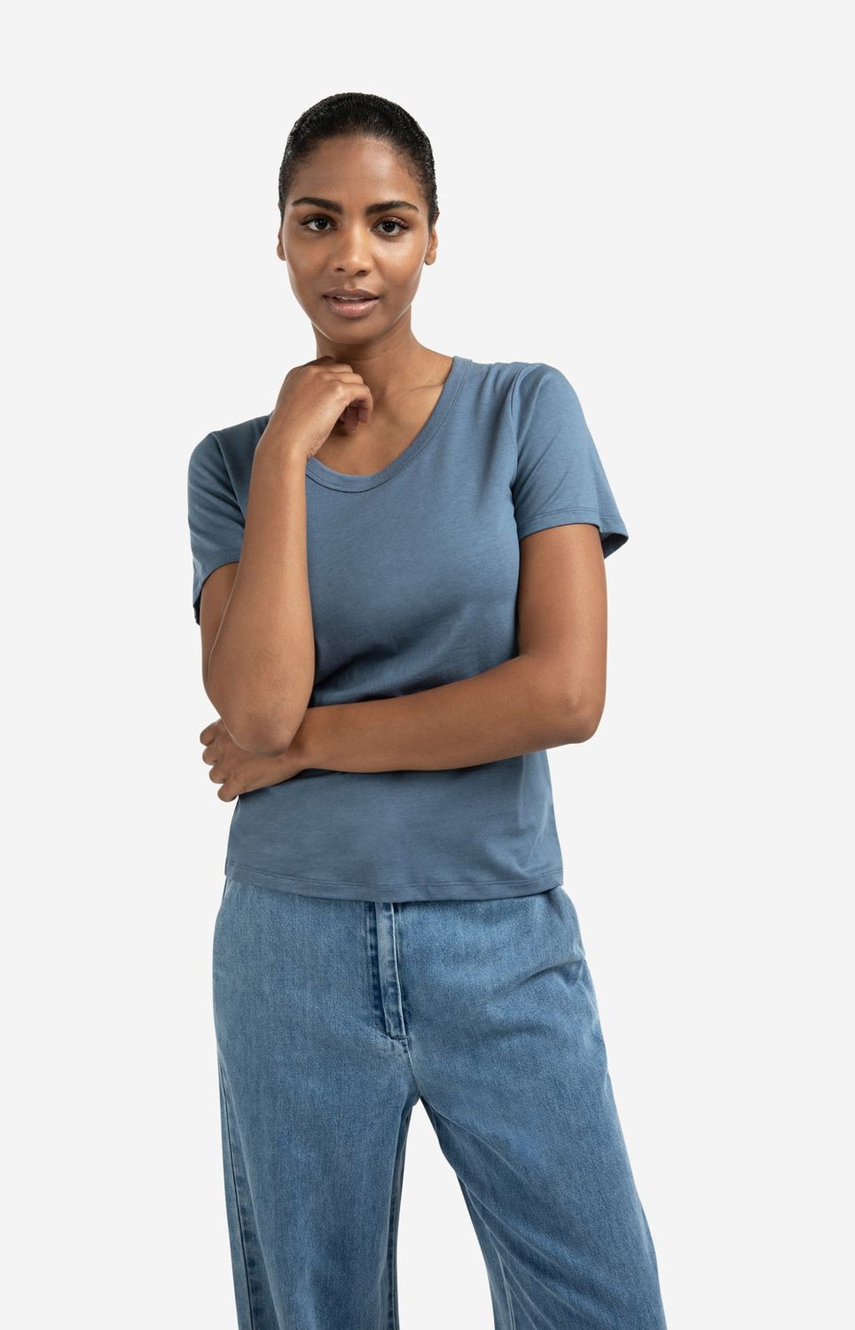 YAYA Shirt Round Neck / 01-719077-508 CHINA BLUE