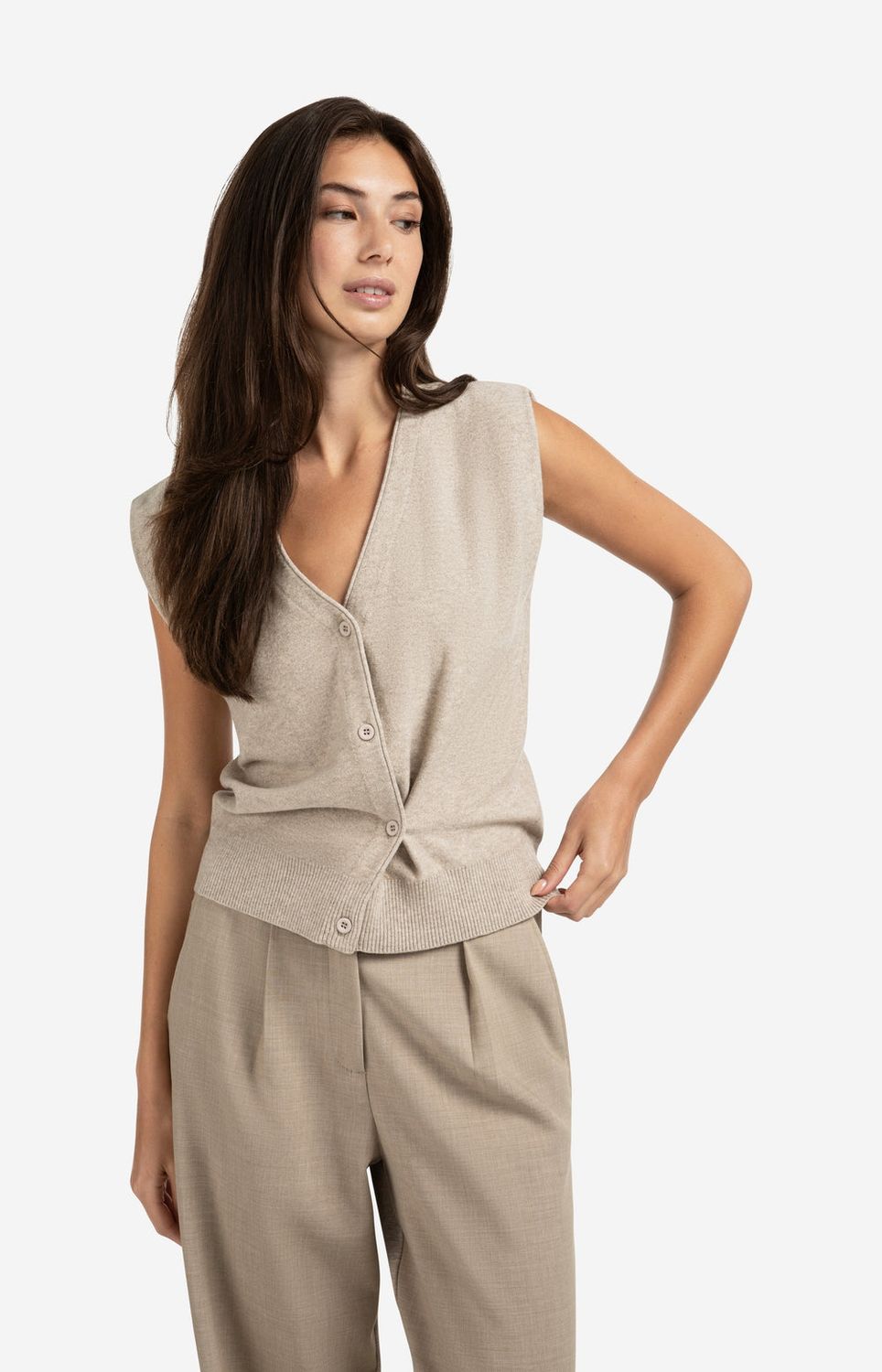 YAYA Gilet Knitted/ 01-010120-508 SAND MELANGE