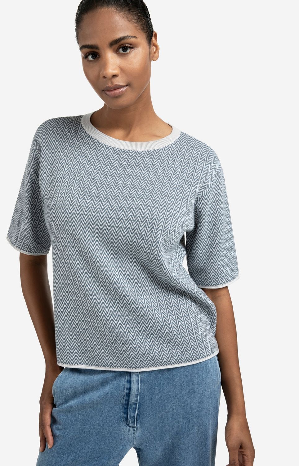 YAYA Shirt Zigzag / 01-000488-508 LIGHT GREY MELANGE