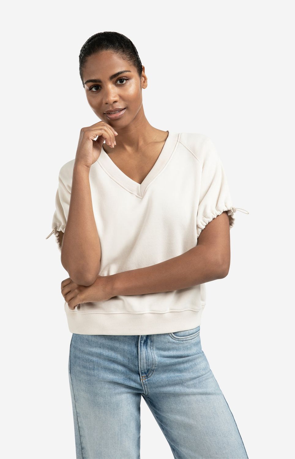 YAYA Sweater ShortSleeve/ 01-109091-508 CHALK WHITE