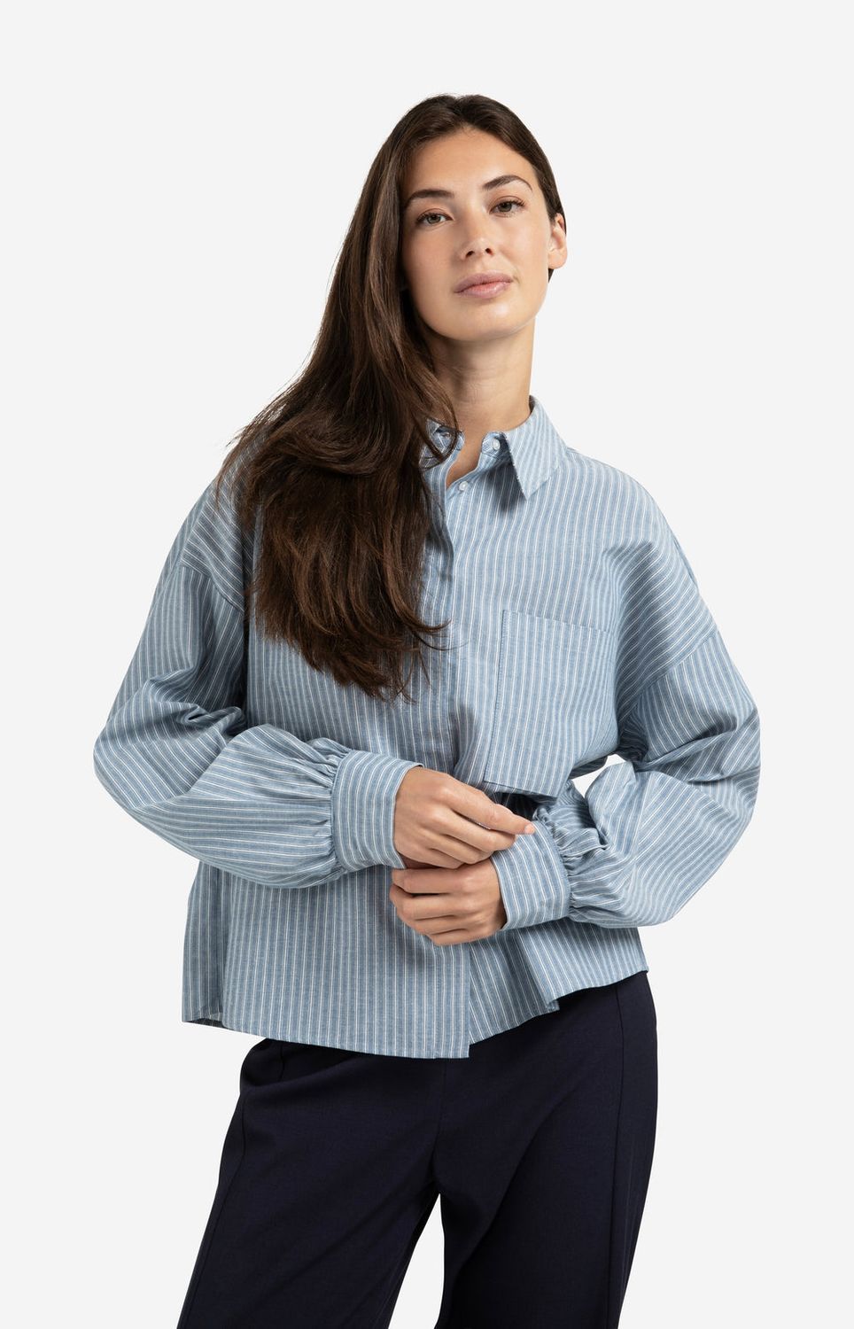 YAYA Blouse Stripe Cotton/ 01-201178-508 VINTAGE BLUE DESSIN