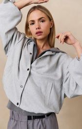YAYA Jacket Bomber Buttons Linenmix/ 01-511039-508 LIGHT GREY MELANGE