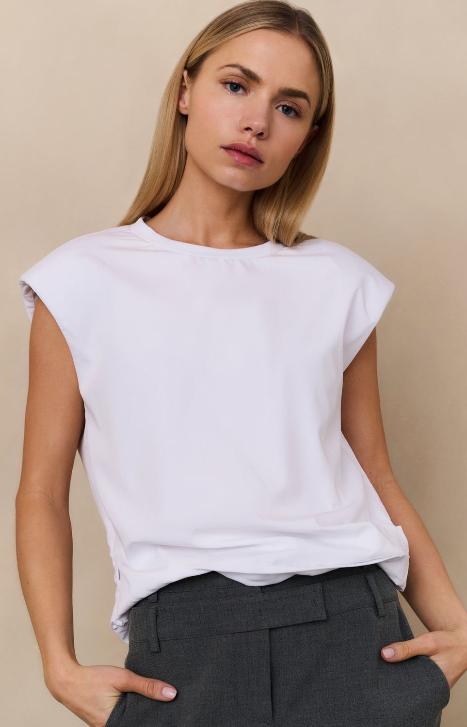 YAYA Top Shoulderpads / 01-701315-508 PURE WHITE