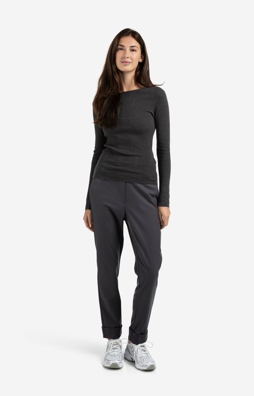 YAYA Pants Turned Up / 01-301076-508 OYSTER BLACK