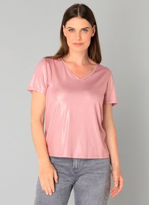 Yest Shirt V-Neck Glitter /0005749 Dark Rose