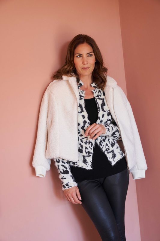 NED Cardigan Soft / 25W1-U387-01 Ecru-Black