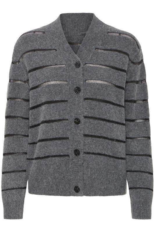 Fransa Cardigan Stripe / 20617066 GRAY PIN MEL. STRIPE
