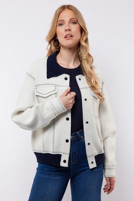 C&amp;S Jacket / 25NKC01 Wool White/Midnight Blue